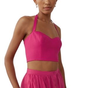 Elegant Pink Halter Crop Top